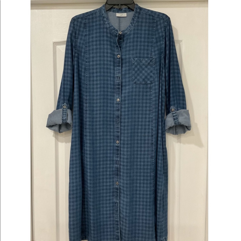 J.Jill Tencel Indigo Tab-Sleeve dress, Size L
